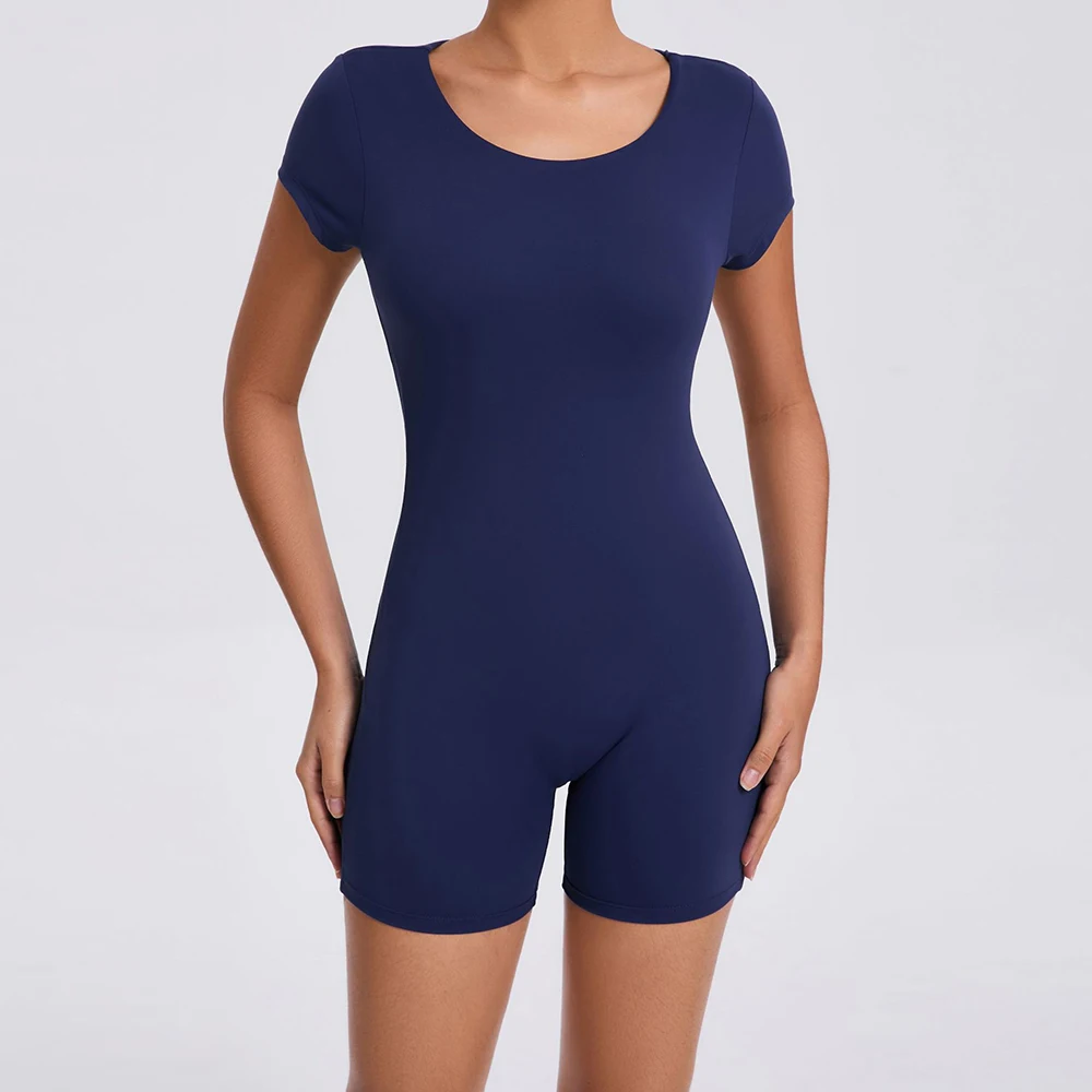 Hollow Backless Gym Bodycon Short Jumpsuit Yoga Set Sportswear Women One Piece Sport Outfit Yoga Romper Sexy Fitness Overalls