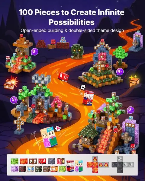 Blocos magnéticos 100 PCS Dark Castle Set STEM Montessori Brinquedos sensoriais
