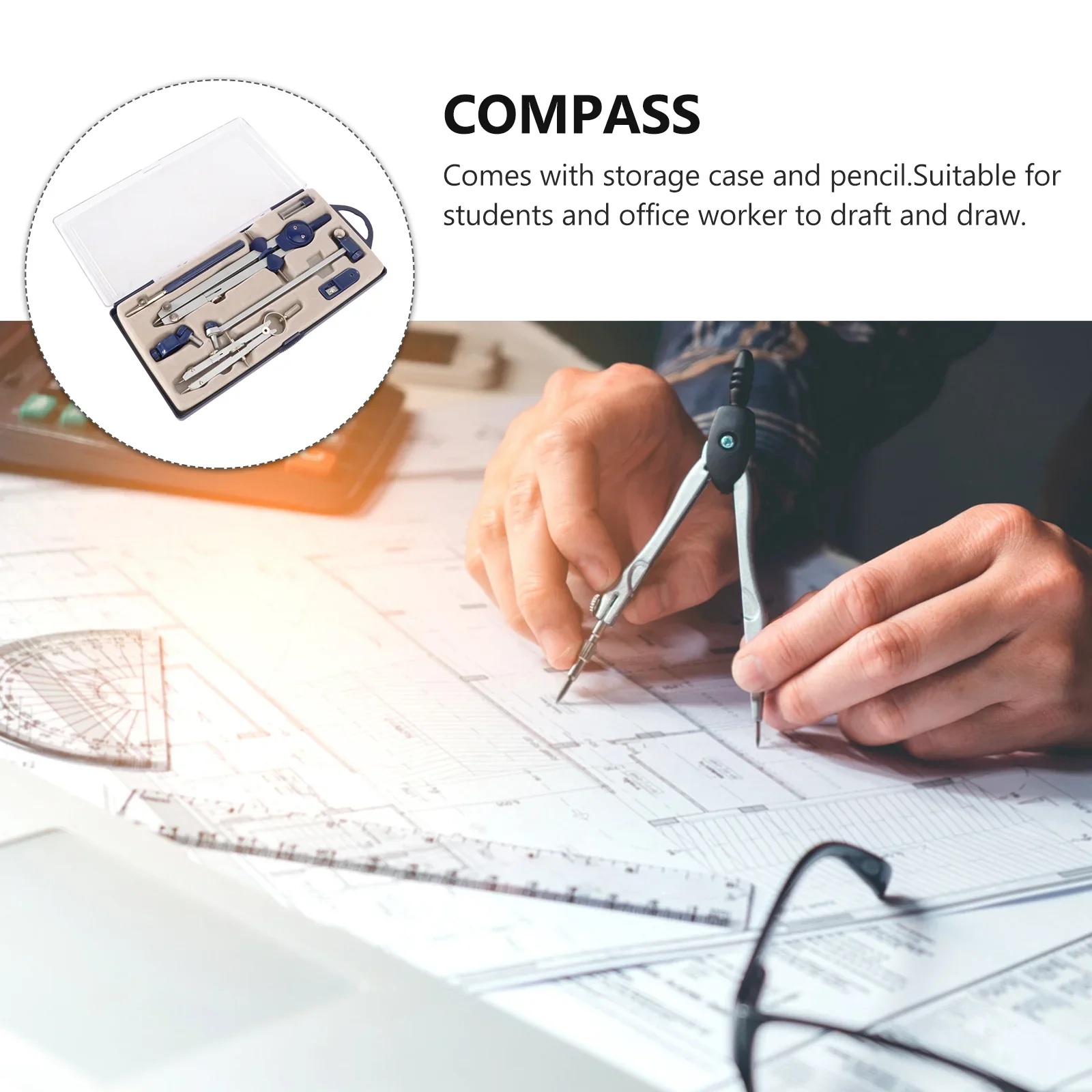 Profesionál kompas sada kov drafting kompas souprava s prodloužení pult kov kompas geometrie sada pro studenti úřad pracovník