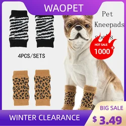 4Pc/Set Pet Dog Cat Knee Pads Winter Knitted Leg Warmers Summer Anti-dirty Sock Covers Elastic Dog Leg Sleeves Small Medium Dogs