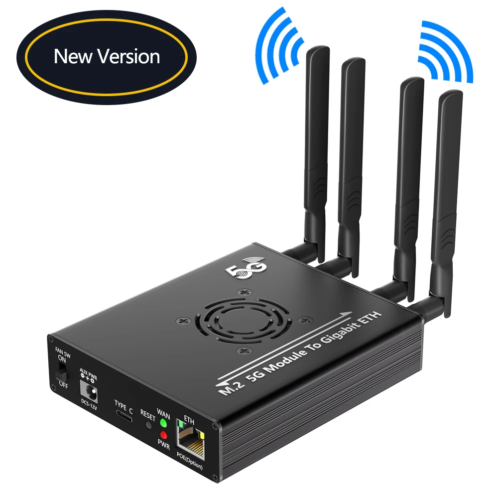 NGFF(M.2) 4G/5G Module to Type C Adapter with POE Module and Dual SIM Card Slot and RJ45 Port, Realtek RTL8125BG Controller
