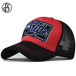 FS 2026 Black Red Trucker Hats With Mesh Summer Breathable Baseball Cap For Men Women Outdoor Sports Golf Hat Bone Masculino
