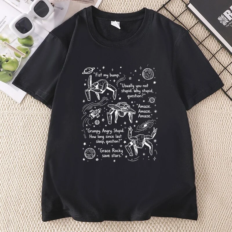 Project Hail Mary Rocky T Shirt Men Women Retro Space Tee Rocky Graphic T Shirts Sci Fi Book Lover Tee Unisex Clothes