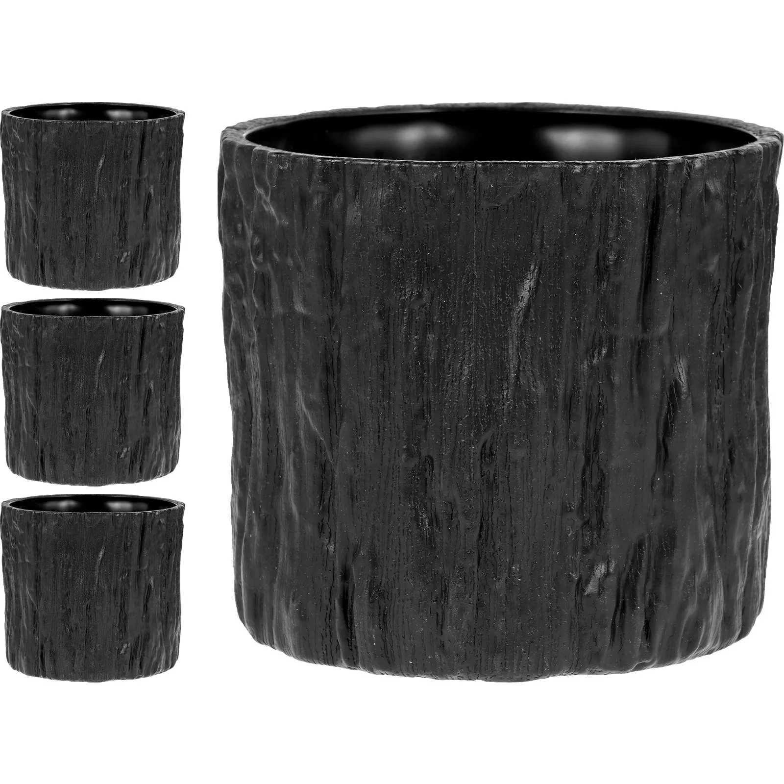 

Набор из 4 пластиковых кашпо в форме пней с текстурой натуральной коры для маленьких растений: для стола, подоконника, ванной, офиса