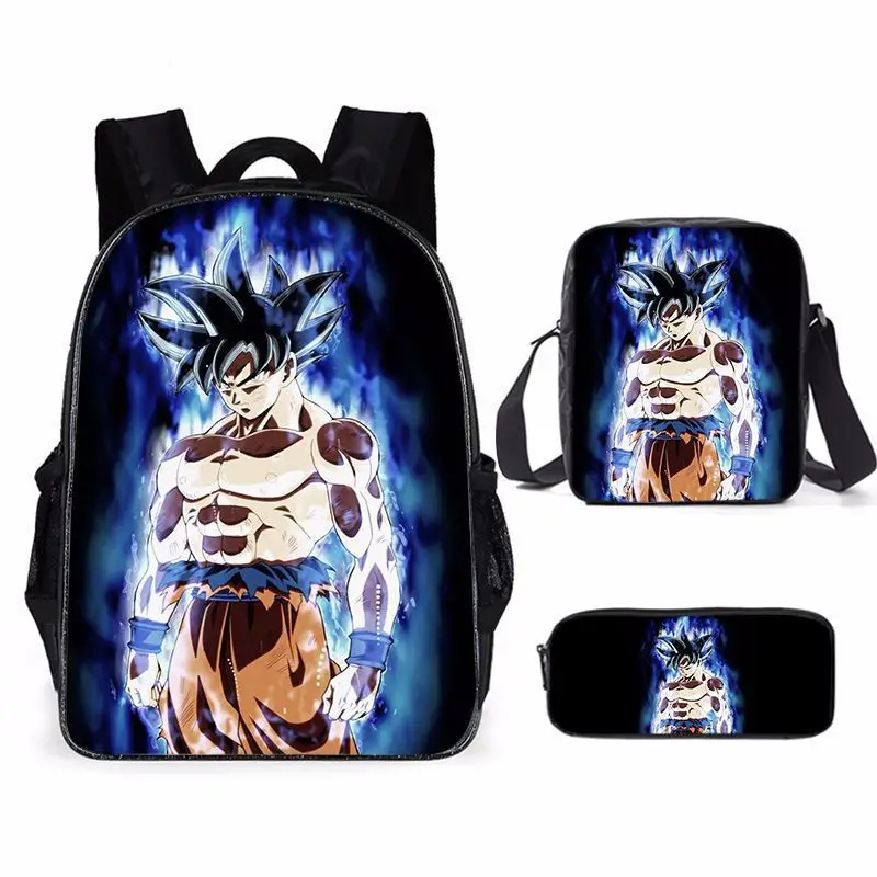 

Anime Dragon Ball Super Saiyan Print Backpack Crossbody Bag Pencil Case 3 Piece Set for Kids boy Can fit a 14 inch Notebook iPad
