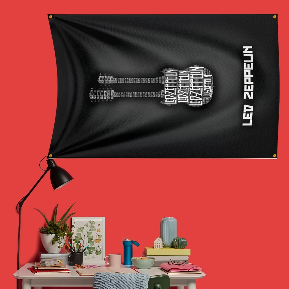 Led Zeppelin Inspired Rock Music Flag 3x5 FT 90x150cm Polyester Decorative Banner Tapestry For Music Fans Bedroom Wall Decoratio