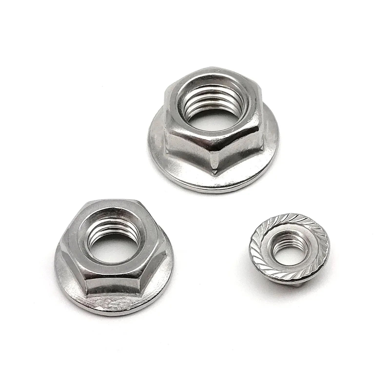 5/10/25pcs Flange Nut Lock Nut M3 M4 M5 M6 M8 M10 M12 High Quality Stainless Steel Hexagon Hex Head Serrated Spinlock DIN6923