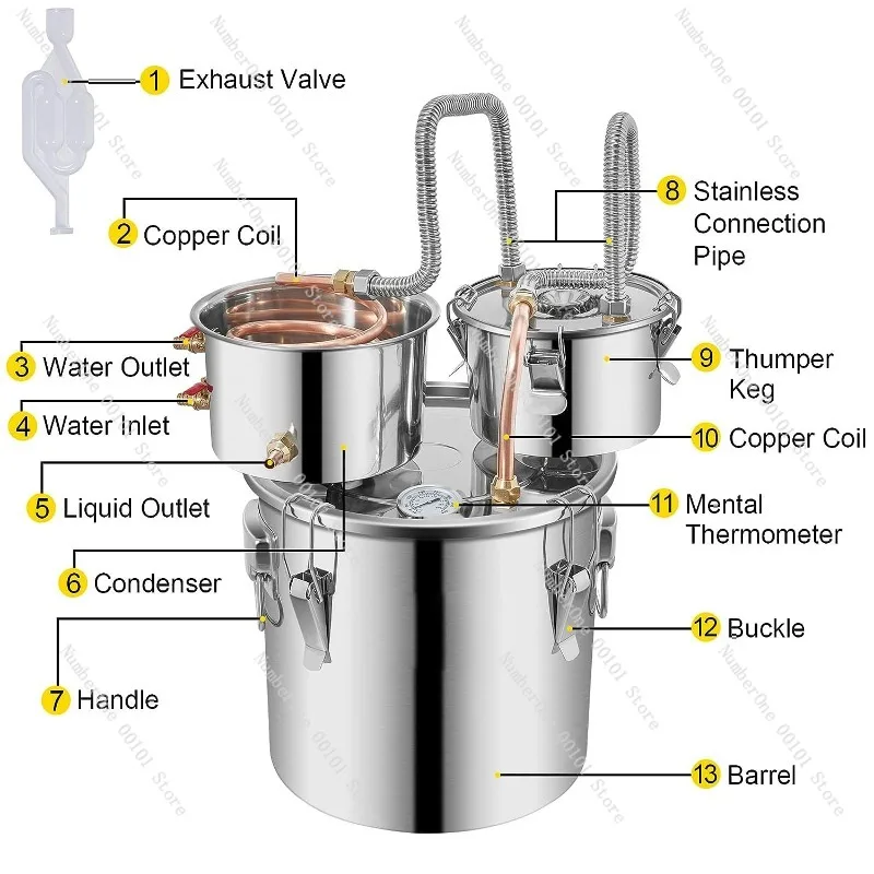 Stainless Steel Home Brewing Distillation Kit Essential Oil Alcohol Still Distiller for Whiskey Wine