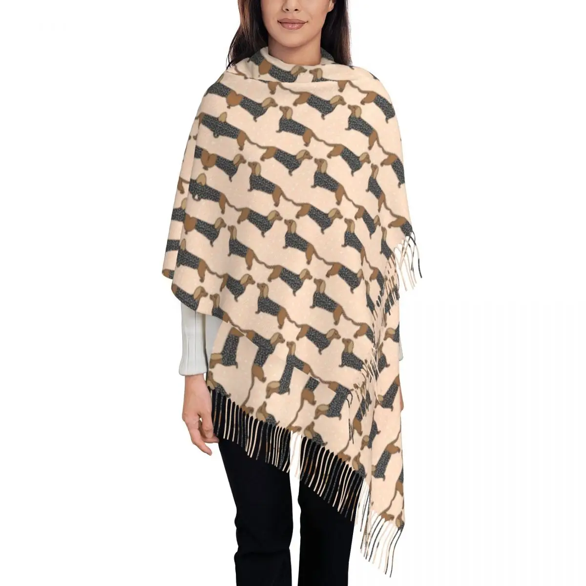 

Customized Printed Dachshund Sausage Dog Scarf Men Women Winter Fall Warm Scarves Badger Animal Shawl Wrap