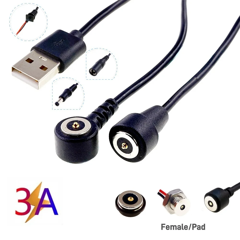 5 Pcs Circular 8.5MM Pogo Pin Connector Magnetic Spring-Loaded Power Charge Waterproof IP67 Pad 3A Strong Force Panel Mount Wire