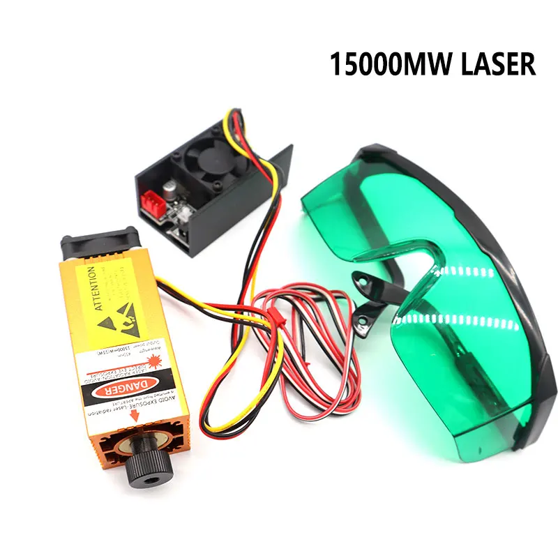 15W High Power Laser 450nm Focusing Blue Laser Module for Laser Engraving Machine Wood Marking Cutting Tool Engraver Head CNC