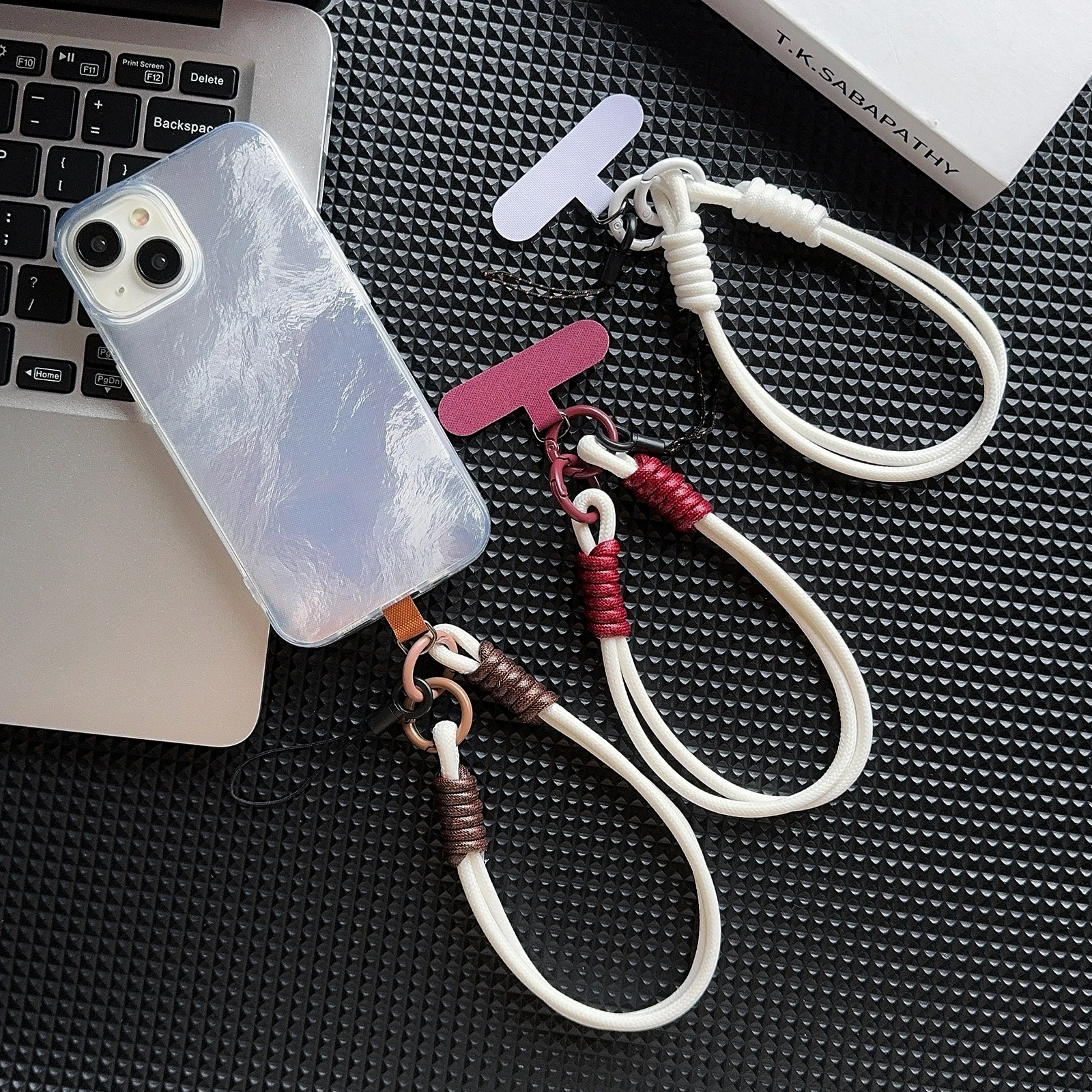 

New Bright White Wax Mobile Phone Universal Lanyard Wrist Short Rope Smooth Texture Dirt Resistant Material Safety Lanyard