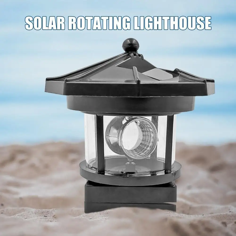 Lighthouse Shape Solar LED Light Garden Fence Outdoor Beacon Rotating Beam Lamp For Home Garden Decorations