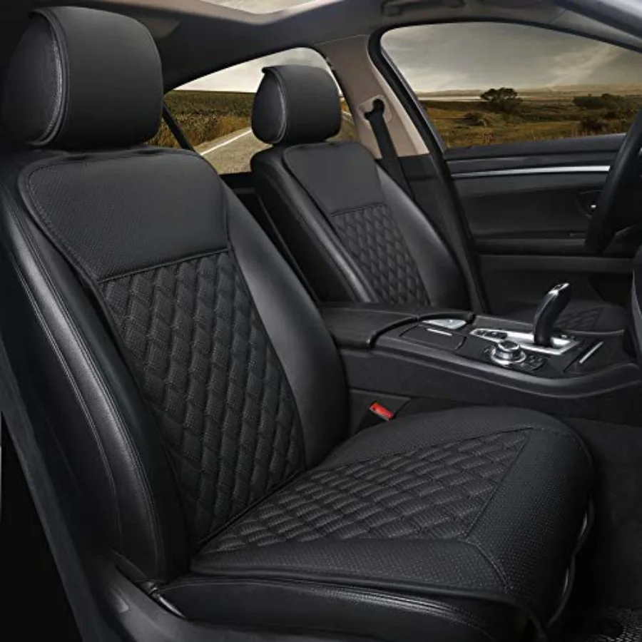 

1 Pair Luxury Car Seat Covers Protectors Universal Anti-Slip Driver Seat Cover with Partial Backrest Coverage Diamond Pattern B