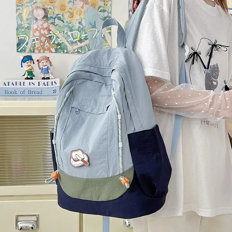 Japanse stijl schattige eenvoudige kleuraanpassing schooltas grote capaciteit rugzak reizen woon-werkverkeer opbergtas damestas