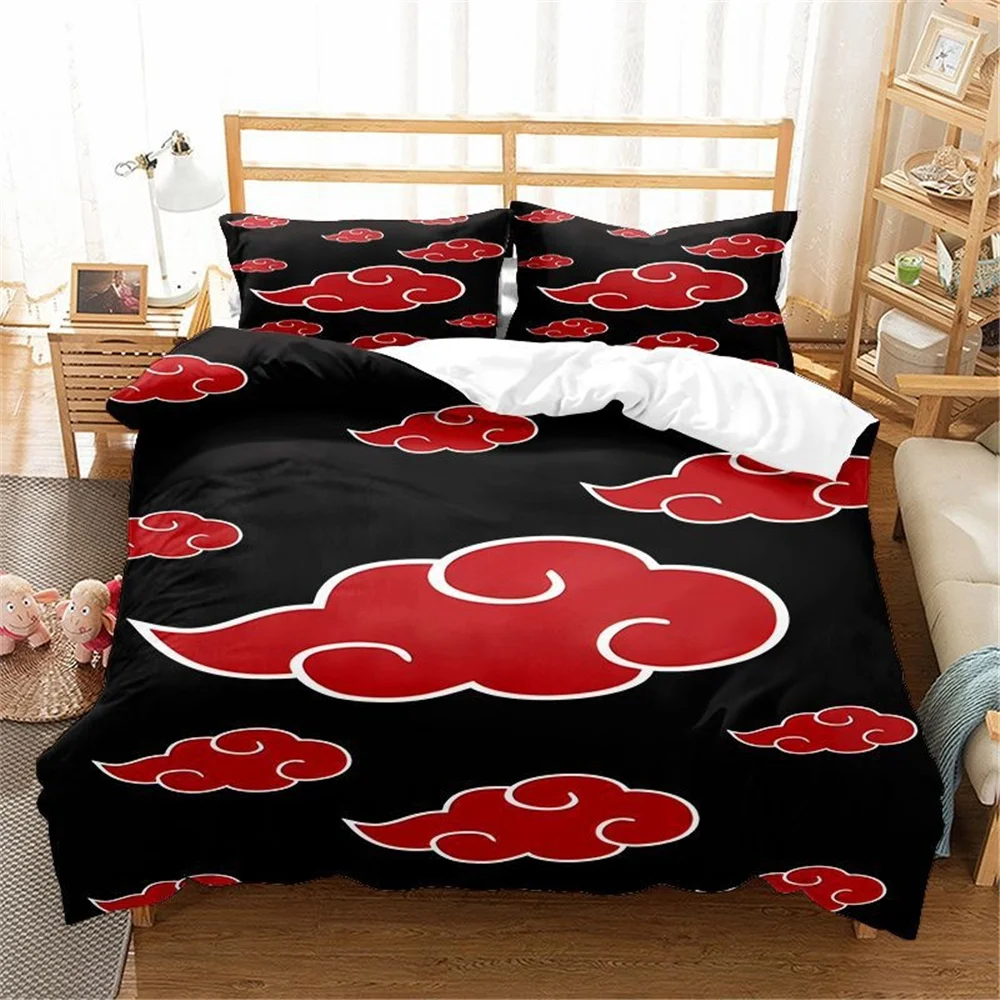 Red Cloud Anime 3D Cartoon Duvet Cover Sets Comforter Bed LinenKids Bedding Set Akatsuki Japan Twin Queen King Single Size Gift