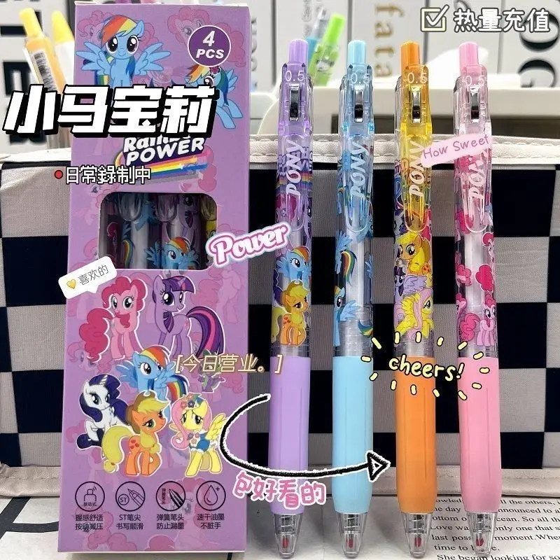 My Little Pony Transparent Quick-Dry Click Pen 0.5mm Student Black Cute Cartoon Gel Pen School Supplies Back-to-School Gift