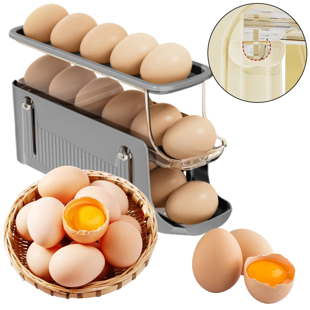 

Automatic Scrolling Egg Holder Space Saving Kitchen Roll Off Egg Storage Rack Rolling Eggs Storage Tray for Kitchen Dining Table