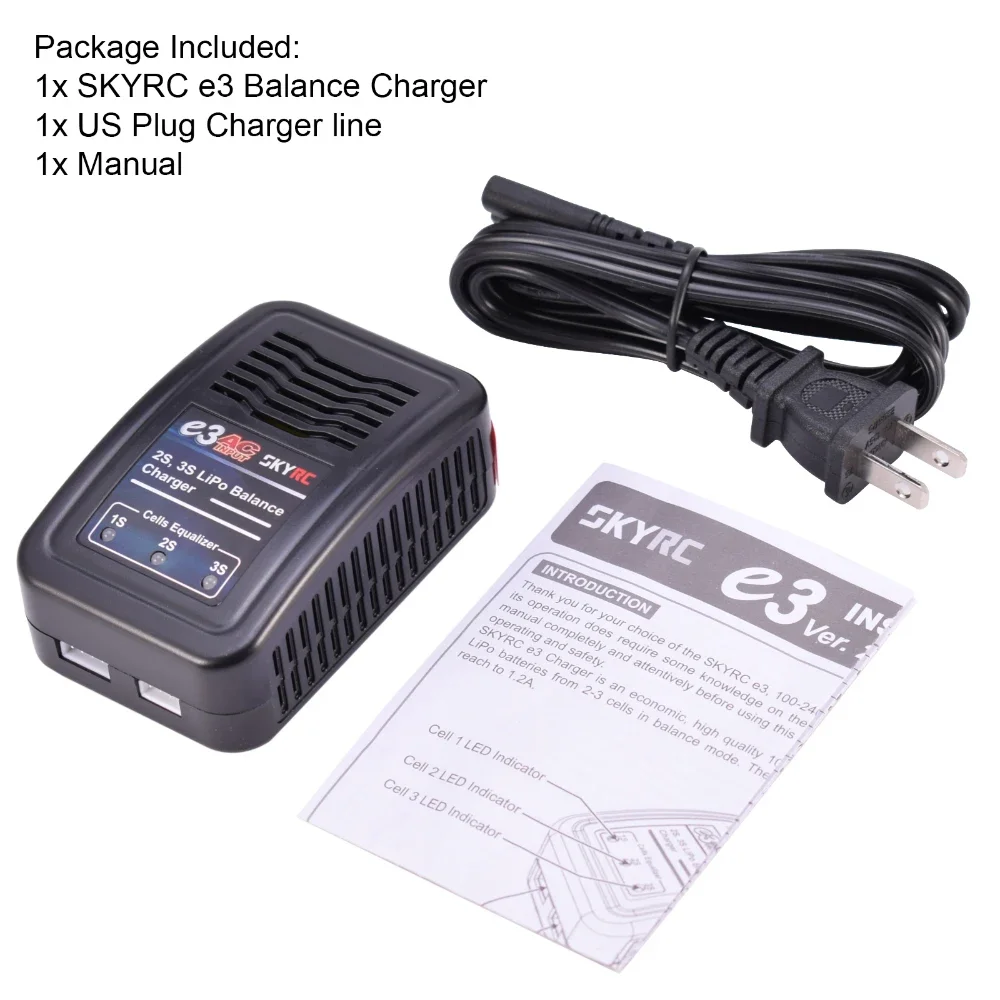 Toekomstige vlucht SKYRC e3 oplader 2S 3S LiPo batterijbalanslader AC-ingang 100V-240V EU-stekker SK-100081