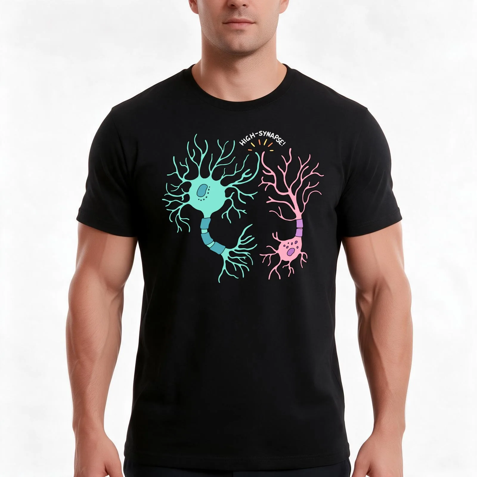 Neuron High Synapse T-Shirt Summer Casual Cotton Tee Oversized Streetwear Tops Vintage Graphic Print Loose Fit Short Sleeve