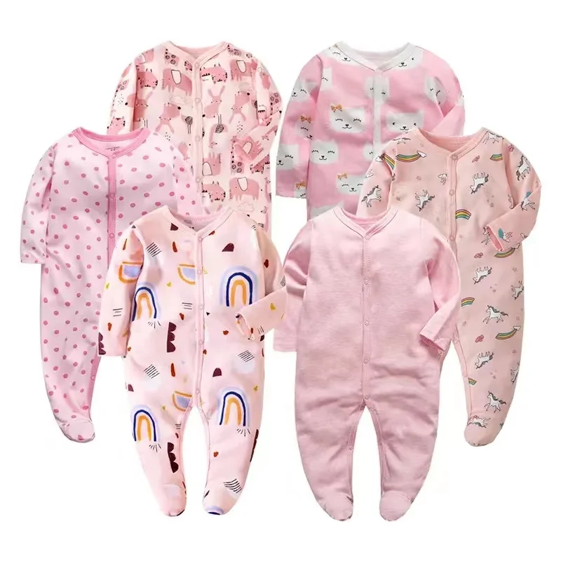 

Newborn Baby Clothes 0-12 Months Girls and Boys Footed Pajama Cotton New born Sleepwear Romper Newborn Clothes