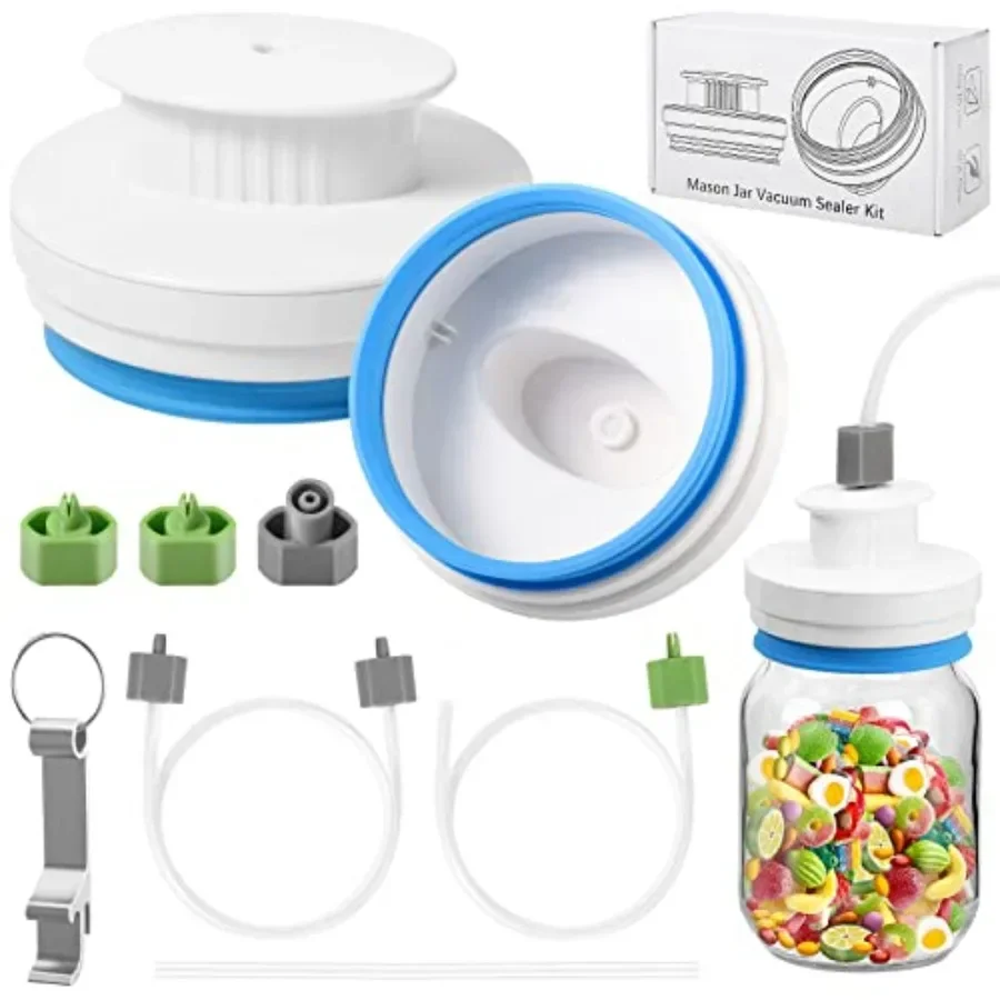 

Canning sealer kit for mason jars: white upgraded vacuum sealer set with hoses, compatible with FoodSaver, works with wide and