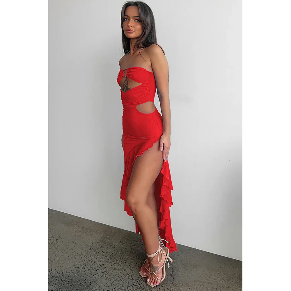 Vestido feminino com estampa floral e babados cortados, roupas de verão, clube, festa, sem mangas, costas nuas, vestidos sexy