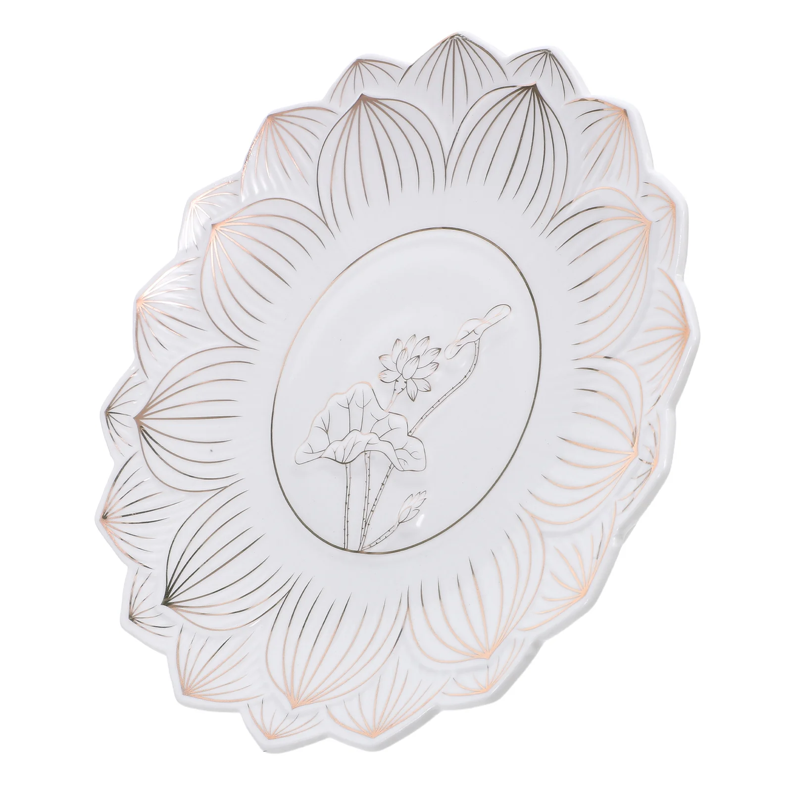 

White Ceramic Buddhist Fruit Plate 7 Inch Temple Offering Tray Sacred Rituals Holy Water Bowl Dessert Serving Fruit Display