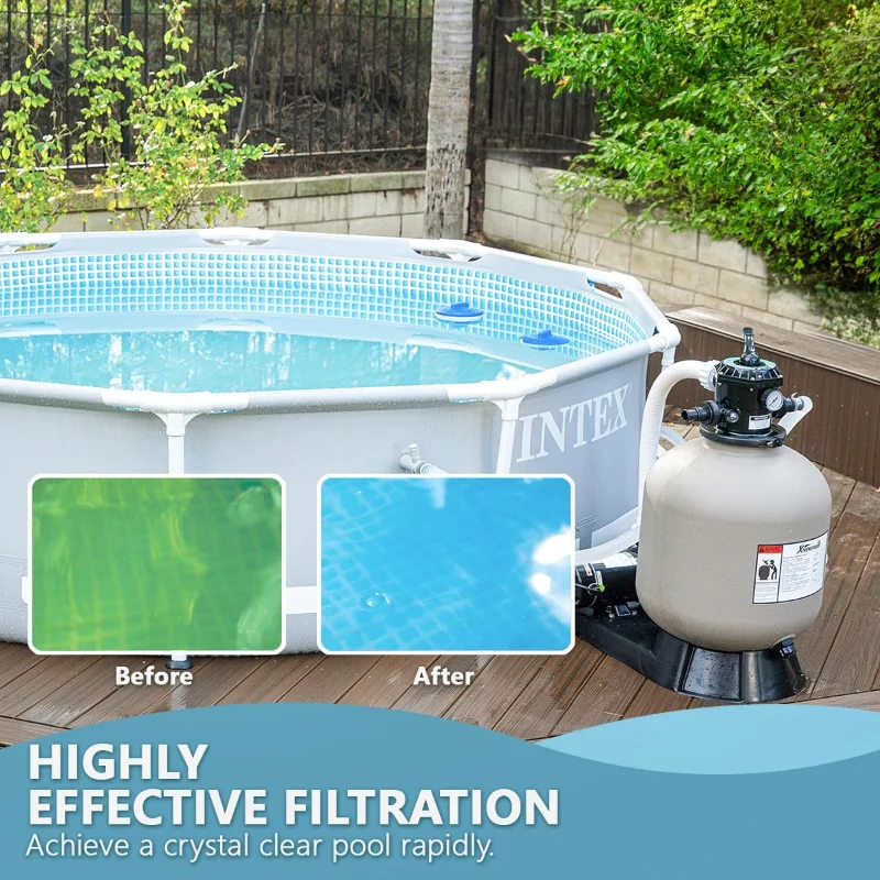XtremepowerUS 19-calowy filtr piaskowy z pompą basenową 1,5 KM 4500 GPH powyżej ziemi System środków basenowych, szary