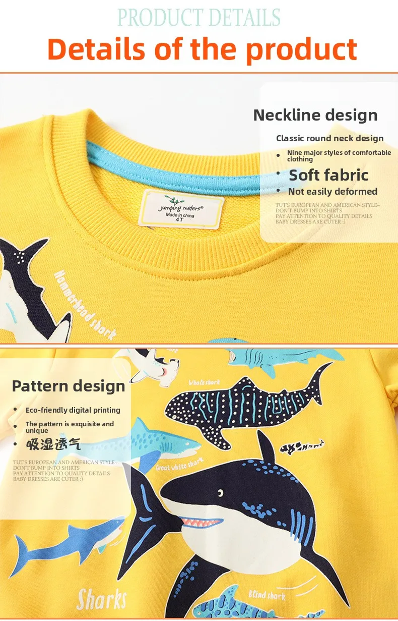 Felpa con cappuccio Glow The Dark Shark Pattern Youth Boys Autunno Abbigliamento casual Manica lunga Girocollo Top Abbigliamento da festa all'aperto