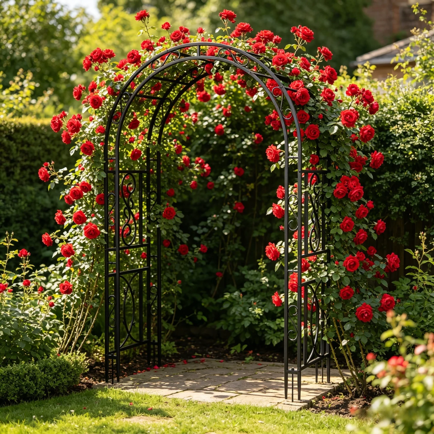 215CM Tall Metal Garden Arch Heavy Duty Garden Trellis for Climbing Plants Wedding Ceremony Decorations Black Arches Frame