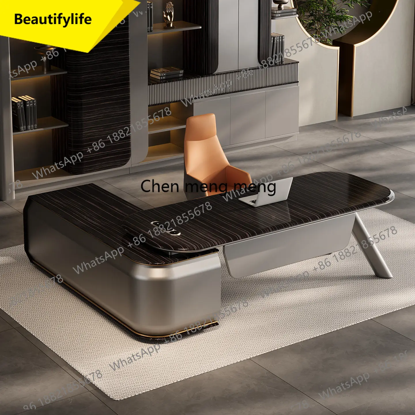 a55 Italian light luxury modern chairperson's office large desk high-end office desk and chair combination