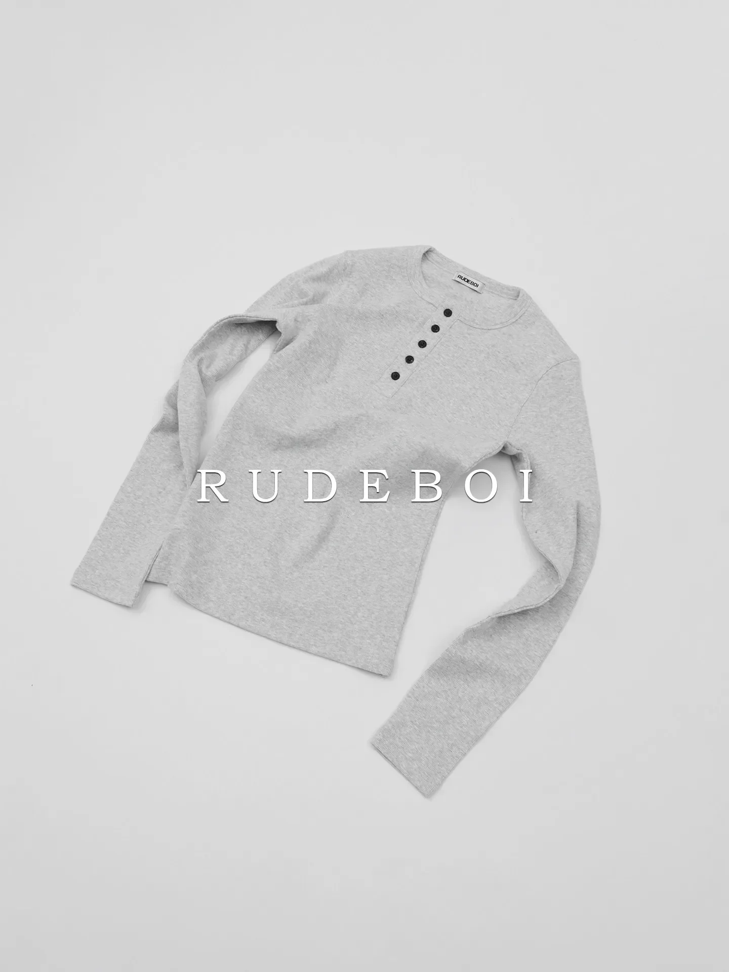Henry Neck Slim Fit High Elastic Threaded Fabric Long Sleeve T-Shirt