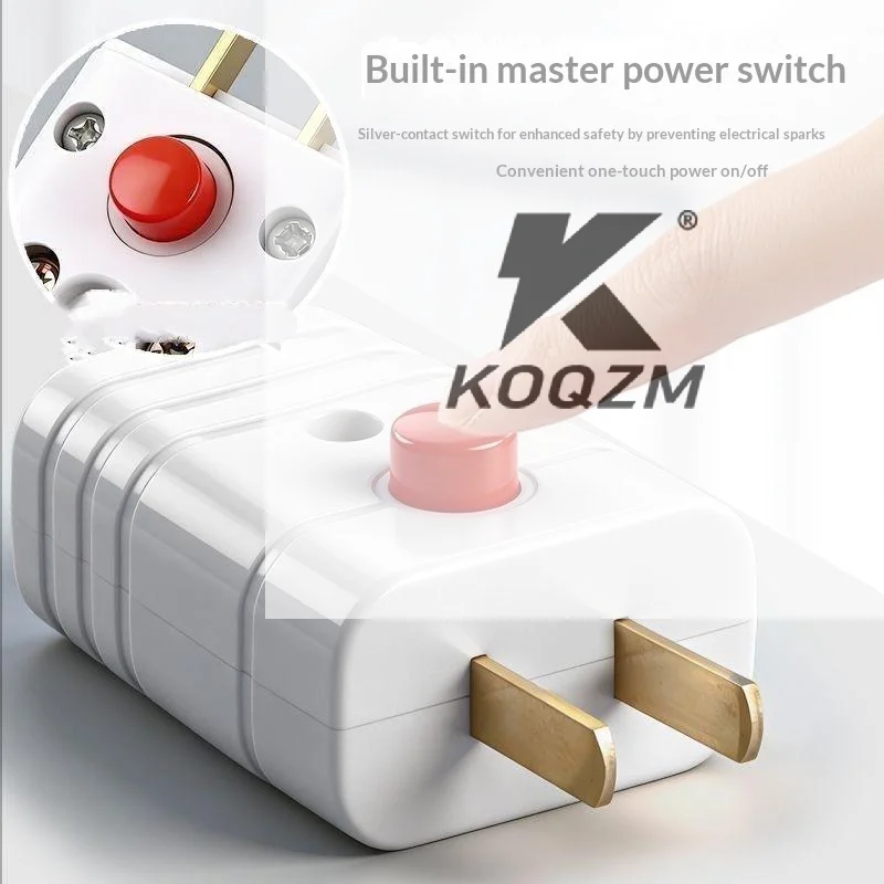 Two Prong Power Plug Silver Contact On Off Switch Heavy Duty Fireproof Shell For Home Office Use