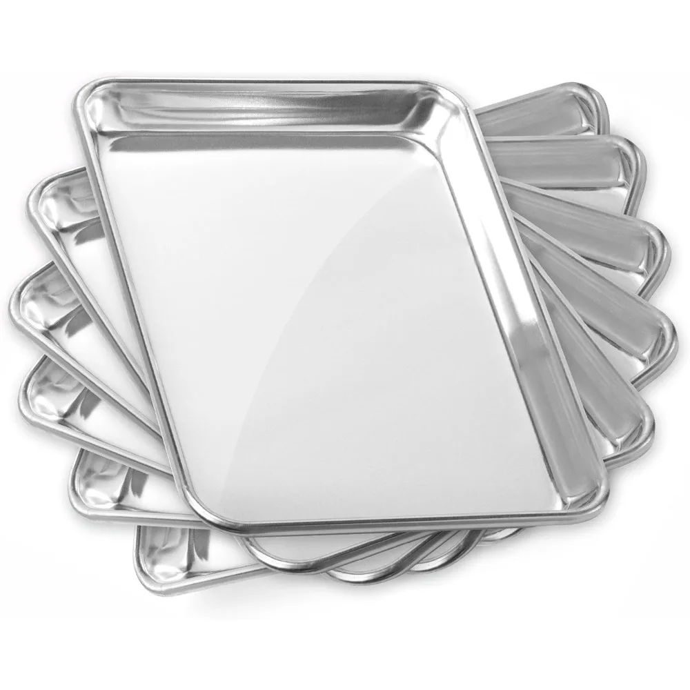 

GRIDMANN 9 x 13 Commercial Grade Aluminum Cookie Sheet Baking Tray Jelly Roll Pan Quarter Sheet - 6 Pans