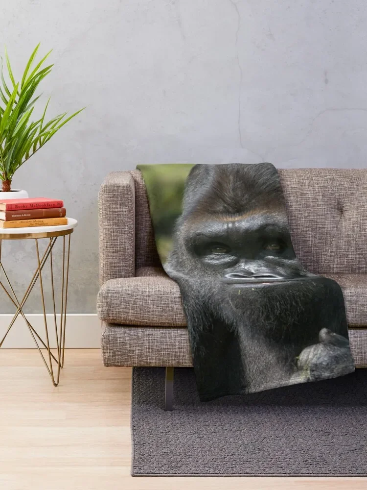 Silverback Gorilla Portrait Throw Blanket Soft Beds decorative Blankets