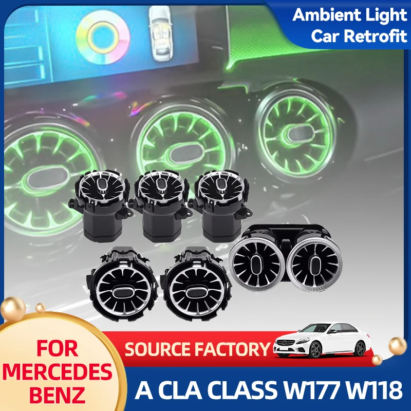 

Interior Mouldings 64Color LED Air Vent With APP Control For Mercedes-Benz A CLA Class W177 W118 Nozzle Turbo Air Outlet Ambient