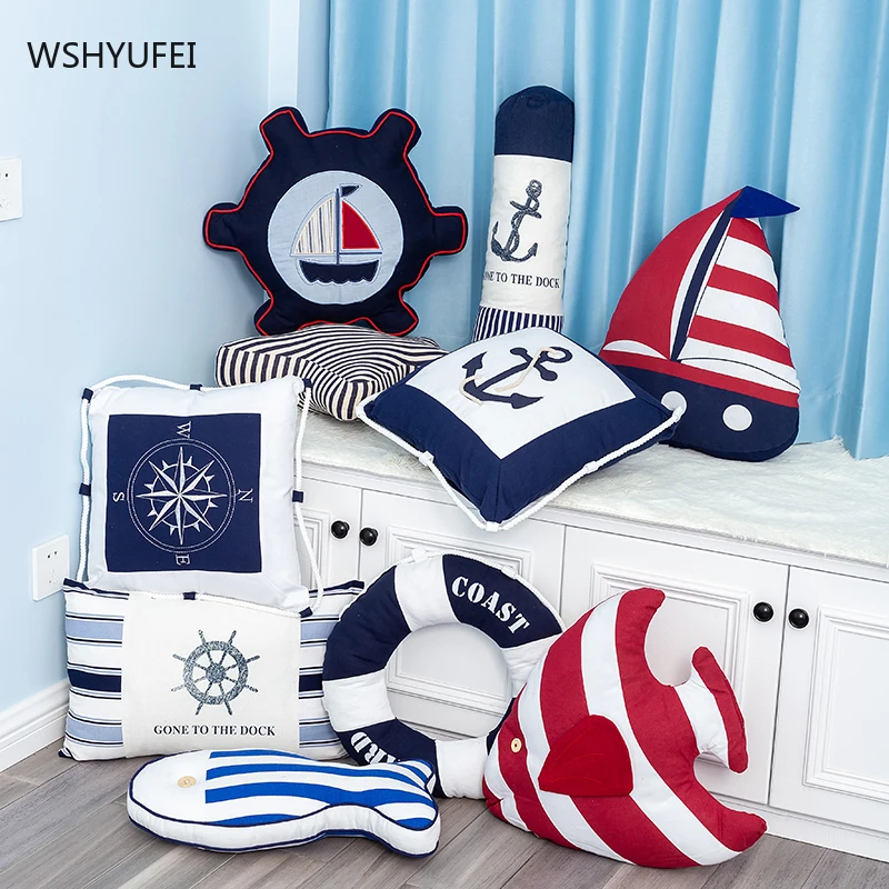 Household items Mediterranean style marine pillow decoration sofa cushion children creative model cotton room back pad