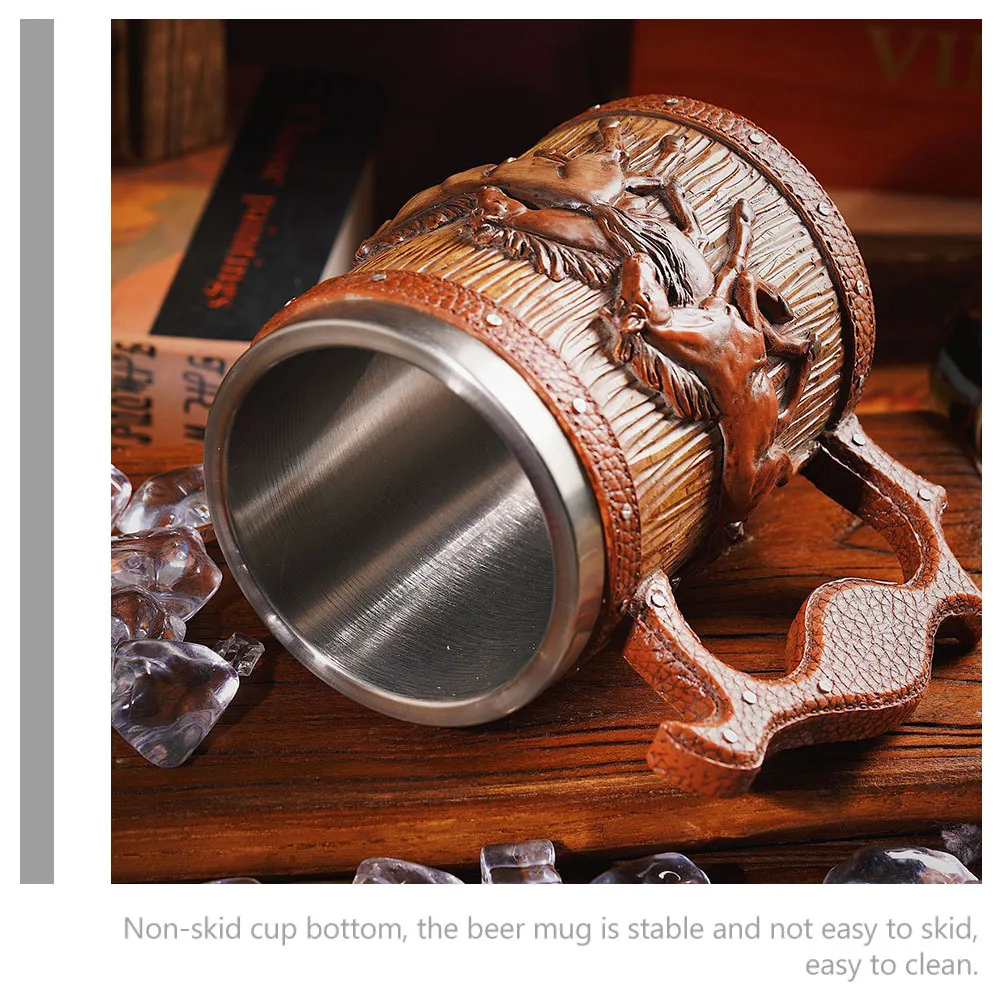 

Thick Resin Viking Beer Mug with Horse Pattern Creative Stylish Coffee Mug for Bar Viking Beer Cup Coffee Cup Mugs
