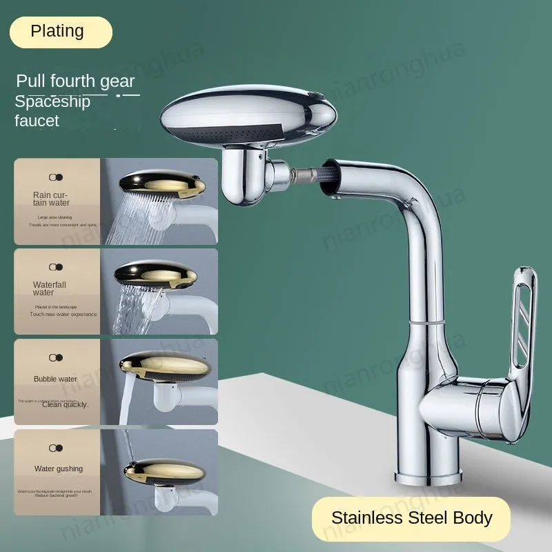 

Silver Kitchen Bathroom Faucet Brush Two Function White Gun Grey Handle Pull Out Mixer Hot and Cold Water Taps Deck Faucet