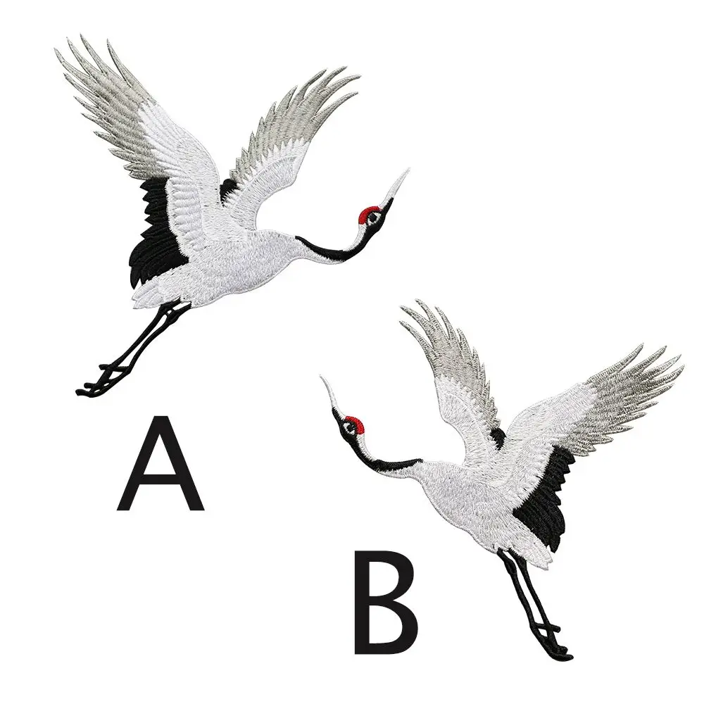 Crafts Clothes Stickers For Clothing Crane Birds Clothes Decor Embroidered Applique Embroidery Sew On Patches