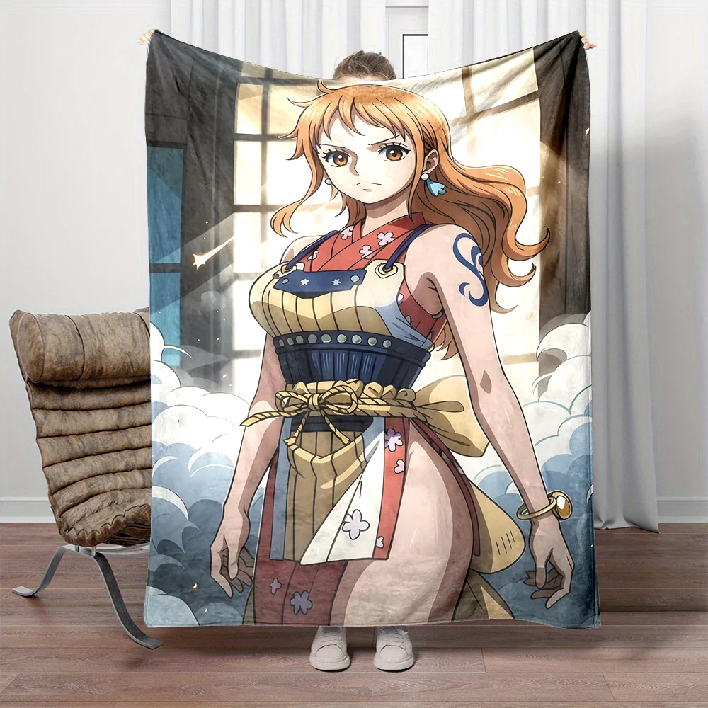 1PC Japan Anime One Piece nami Pattern Blanket Warm Soft Fluffy Kids and Adult Sofa Bed Throw Outdoor Travel Camping Blanket