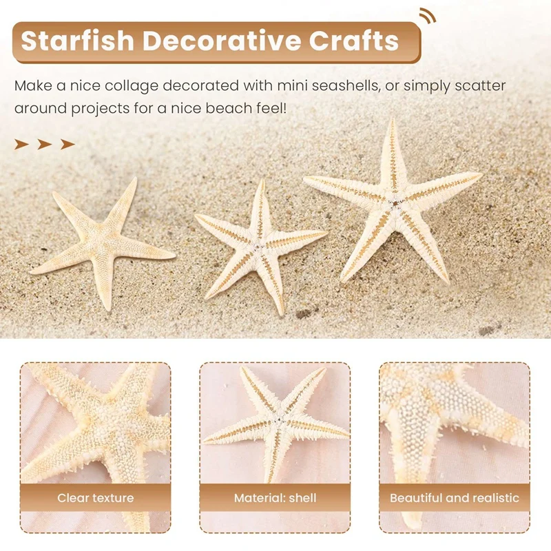 AD23-Pequena estrela do mar estrela concha do mar artesanato de praia 0,4 polegadas-1,2 polegadas 90 peças