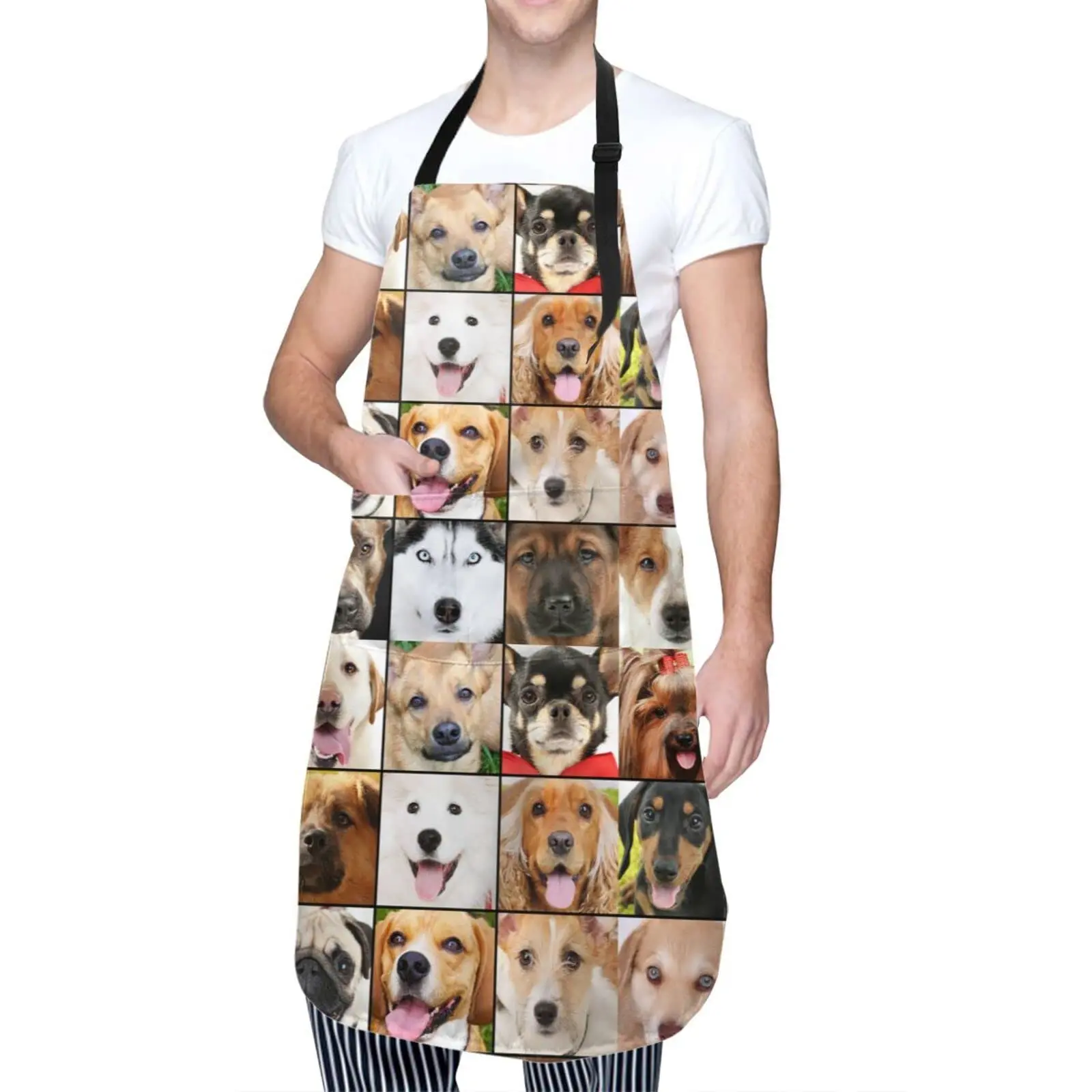 

Collage of Different Dogs Waterproof Apron Cooking Kitchen Apron Unisex Adjustable Apron