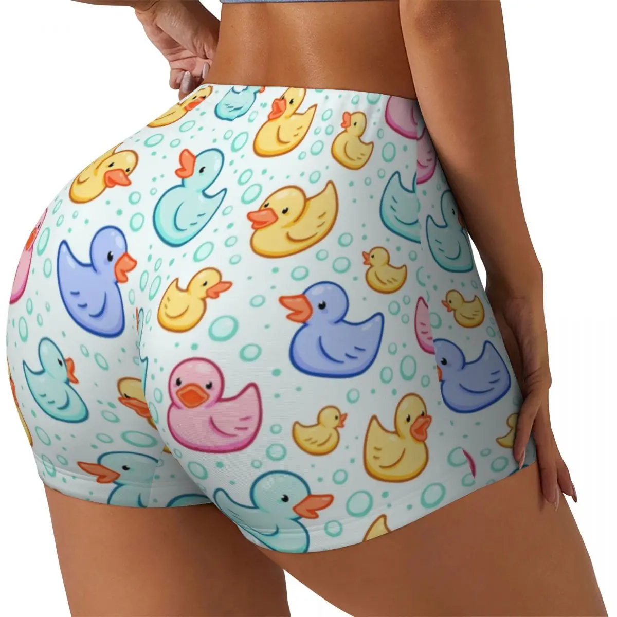 Custom Rubber Duckie Workout Running Volleyball Shorts Women's Cartoon Animal Pets Gym Yoga Shorts