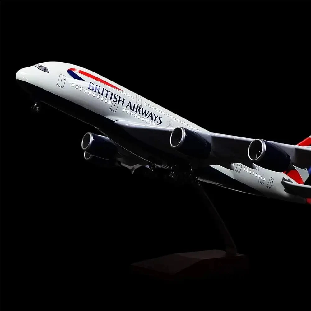 1:160 Scale Diecast Plane Model British Airways A380 Model Airplane Collection with LED Light Touch or Sound Control for Gifting