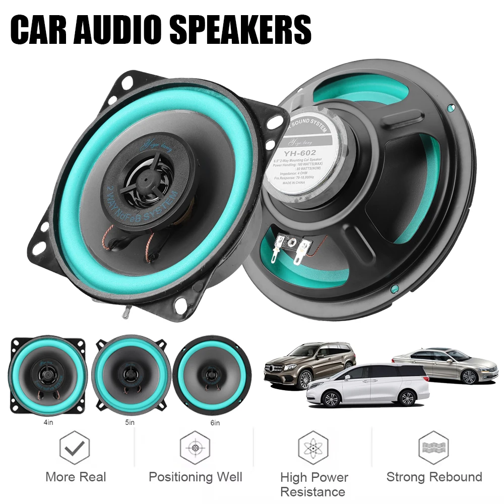 4/5/6 Inch HiFi Coaxial Subwoofer 92dB Damp-proof Car Audio Horn Speaker 100W/160W Music Full Range Frequency Car Stereo Speaker