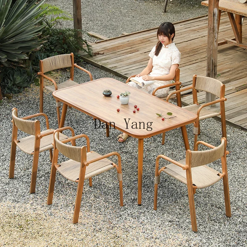 YJ outdoor tables and chairs courtyard open-air balcony waterproof sunscreen rattan chairs garden outdoor setting home leisure