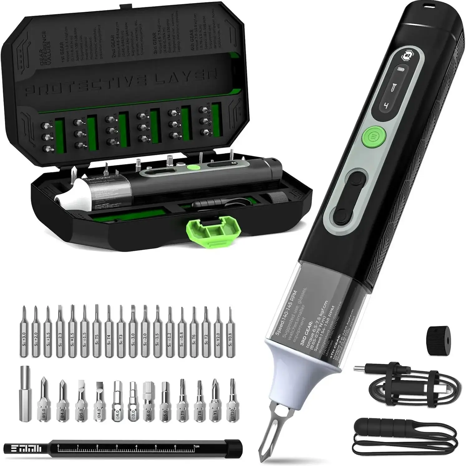 

36 in 1 Mini Electric Screwdriver Set Precision Hand Tool with H4, 6.3 Bits, 4 Torque, Repair Tool for Phone, Watches, Laptop