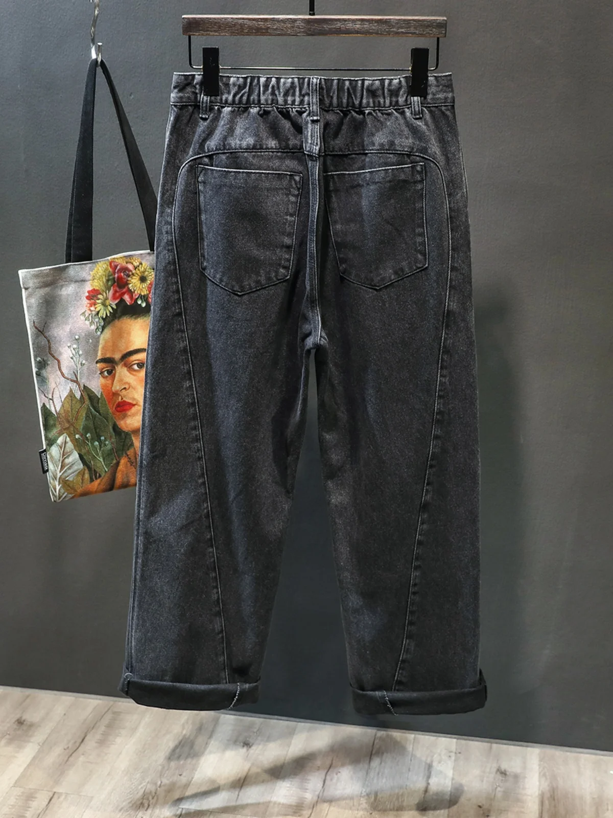 

Джинсы Bla, мужские свободные прямые ретро американские повседневные длинные брюки, весенне-осенние широкие брюки, сращивание Sle